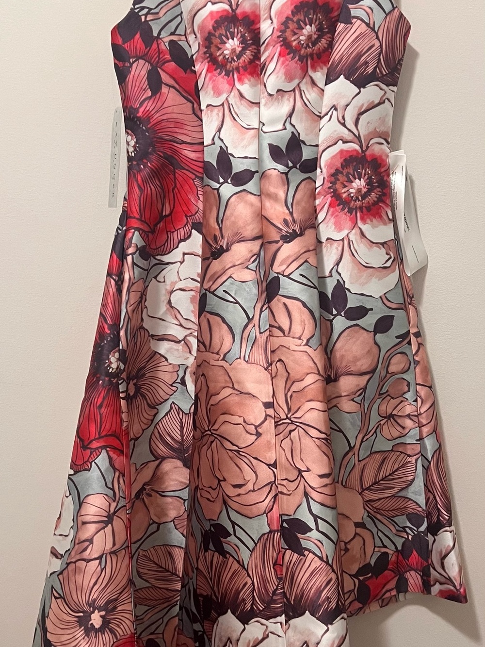 Kay Unger Floral Dress in Red, Peach & Mint
